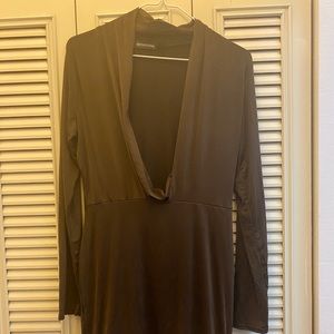 Plunge cut mini long sleeve going out dress